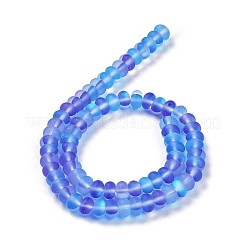 曇った透明ガラスビーズ連売り  ロンデル  モーブ  8x5mm  穴：1mm  約75個/連  14.96''（38センチメートル）&nbsp;FGLA-M002-01E