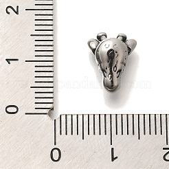 304ステンレススチールビーズ  キリン  アンティークシルバー  12x9x6.5mm  穴：1.6mm&nbsp;STAS-G350-18AS