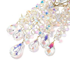 水晶ペンダントの装飾  鉄パーツ  ティアドロップ  クリアAB  468mm  ペンダント：305x78mm&nbsp;HJEW-M007-03G