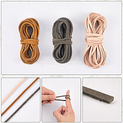 5mの平らな牛革コード  DIYクラフト用  フラット  グレー  3x2mm  約5.47ヤード（5m）/セット&nbsp;WL-GF0001-27A-02