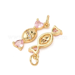 Brass Micro Pave Cubic Zirconia Pendants&nbsp;KK-D019-23G