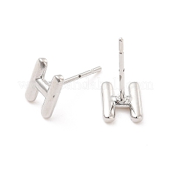 Brass Hollow Out Initial Letter Stud Earrings&nbsp;EJEW-A044-01P-H