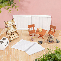 長方形のプラスチック製ドールハウスレールミニモデル  マイクロランドスケープドールハウスアクセサリー  小道具の装飾のふりをする  ホワイト  60x50x3.5mm  2個/セット&nbsp;DOLL-WH0007-21A