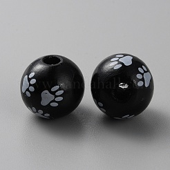 Spray Painted Wood Beads&nbsp;WOOD-WH0030-64F