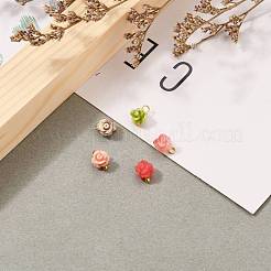 合成サンゴチャーム  金色の真鍮ボールヘッドピン付き  花  ミックスカラー  9x7x6.5mm  穴：1.6mm&nbsp;X-PALLOY-JF00558-03