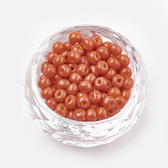FGB 6/0 ベーキングペイント ガラスシードビーズ  ラウンド  レッドオレンジ  4~4.5x3mm  穴：1~1.2mm  約4500個/袋  約450 G /袋&nbsp;SEED-Q025-4mm-N22
