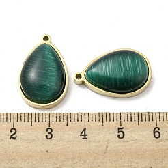 304ステンレスペンダント  猫の目で  ティアドロップチャーム  14KGP本金メッキ  22.5x14.5x7mm  穴：1.5mm&nbsp;STAS-L022-045G