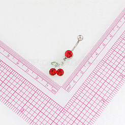Cherry Alloy Ruby Rhinestone Dangle Belly Button Rings&nbsp;FS-WG98245-01