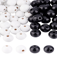 80色プリント木製ヨーロピアンビーズ2個  ラウンド  ミックスカラー  19~20x17.5~18mm  穴：4.5mm  40個/カラー&nbsp;WOOD-LP0001-01