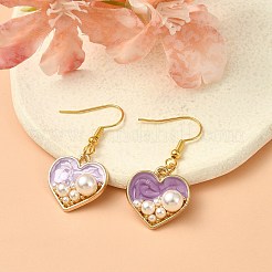 ライトゴールド合金エナメルチャーム  アブソリュートプラスチック模造パール  カドミウムフリー＆ニッケルフリー＆鉛フリー  ハート  ミックスカラー  17.5x17.5x7mm  穴：1.6mm&nbsp;ENAM-YW0003-71