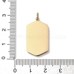 304ステンレスペンダント  丸カン付き  六角チャーム  ゴールデン·ステンレス鋼色  27x15x2mm  穴：3mm&nbsp;STAS-F306-13G