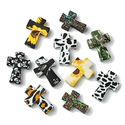 16 個 8 スタイルクロスシリコンフォーカルビーズ  ミックスカラー  29.5~35x20.5~25x7.5~8mm  穴：2~3.5mm  2個/スタイル&nbsp;SIL-CJ0002-47