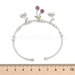 Brass Micro Pave Cubic Zirconia Fruit Charm Bangles for Women&nbsp;BJEW-Z089-01P-02