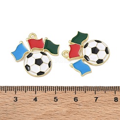 合金エナメルチャーム  バナーチャーム付きサッカーボール  ゴールドカラー  25x26x2mm  穴：1.8mm&nbsp;AL-CBAD1A5-01B-G