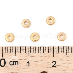 真鍮製スペーサービーズ  ディスク  18KGP本金メッキ  4x1mm  穴：1.2mm&nbsp;X-KK-T035-100