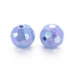 不透明なアクリルビーズ  多面カット  染め  ABカラー  ラウンド  コーンフラワーブルー  12x11.5mm  穴：1.8mm  約560個/500g&nbsp;TACR-S154-10F-06