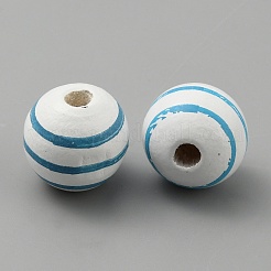 ハロウィーンのクリスマスのテーマの木製ヨーロッパのビーズ  大穴丸いビーズ  ストライプ  16x15mm  穴：4mm&nbsp;WOOD-WH0043-05A