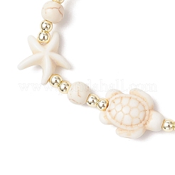 2Pcs Turtle and Starfish Synthetic Turquoise Beads Stretch Bracelets for Men Women&nbsp;BJEW-JE12047