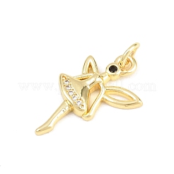 Brass Micro Pave Cubic Zirconia Pendants&nbsp;KK-F938-38G-01