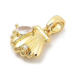 Rack Plating Leaf Brass Clear Cubic Zirconia Pendants&nbsp;KK-S407-13G-G