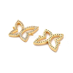 Brass Micro Pave Clear Cubic Zirconia Butterfly Connector Charms&nbsp;KK-H515-19G