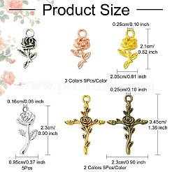 30pcs6スタイルチベットスタイルアロイペンダント  花  ミックスカラー  21~34.5x9.5~23x2~3mm  穴：1.6~2.5mm  5個/スタイル&nbsp;FIND-YW0005-08