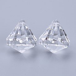 透明なアクリルパーツ  多面カット  ダイヤモンド  透明  26x24mm  穴：2.5mm  約80個/500g&nbsp;TACR-Q260-D-V01