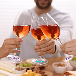 24Pcs 24 Colors Round Glass Wine Glass Charms&nbsp;AJEW-SC00052