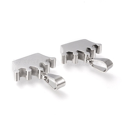 変色しない304ステンレススチールペンダント  手動研磨  クラウン  ステンレス鋼色  13.5x17.5x3.5mm  穴：3x7mm&nbsp;STAS-F253-03P