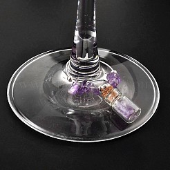 ガラスボトルワイングラスチャーム  宝石と銀色のメッキ金属パーツ  50x26x10mm&nbsp;AJEW-JO00128