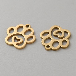 304ステンレススチールペンダント  足跡チャーム  ゴールドカラー  14x14x1mm  穴：1.5mm&nbsp;STAS-WH0043-33G