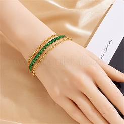 Golden 304 Stainless Steel Triple Layer Multi-strand Bracelets&nbsp;BJEW-C045-01C-G
