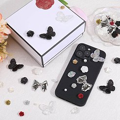 DIYジュエリー作りの発見キット  樹脂ラウンドとプラスチックフラワービーズを含む  プラスチック製の蝶のペンダントとカボション  ミックスカラー  266個/セット&nbsp;DIY-SC0022-74