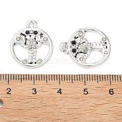 合金ラインストーンペンダント  海をテーマにしたチャーム  ロブスター  20.5x17x2.5mm  穴：1.6mm&nbsp;FIND-C087-01A-P