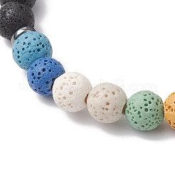 Natural Lava Rock Round Beads Stretch Bracelets for Men Women&nbsp;BJEW-JB11748