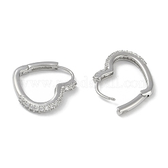 Clear Cubic Zirconia Heart Hoop Earrings&nbsp;EJEW-L292-010P