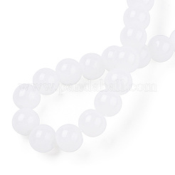ジェイド風ガラスビーズ連売り  ラウンド  乳白色  8~8.5mm  穴：1.5mm  約51~53個/連  14.96インチ〜15.55インチ（38~39.7cm）&nbsp;GLAA-T032-J8mm-01
