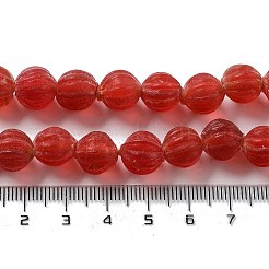 手作りのネパールランプワークビーズ  カボチャ  レッド  10.5x9.5mm  穴：1.5mm  約64個/連  25.79''（65.5センチメートル）&nbsp;LAMP-Z008-05B