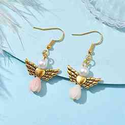 Angel Antique Golden Alloy & Resin Dangle Earrings&nbsp;EJEW-JE05686-01
