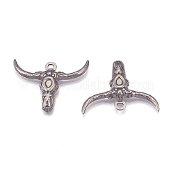 変色しにくい304ステンレススチールペンダント  OX-ヘッド  ステンレス鋼色  21x25x3mm  穴：2mm&nbsp;STAS-H109-23P