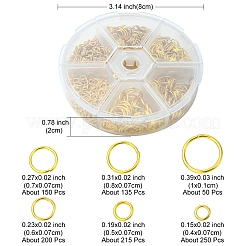 鉄製オープン丸カンセット1箱  混合サイズ  ラウンド  ゴールドカラー  18~21ゲージ  4~10x0.7~1mm  内径：2.6~8mm  10g /サイズ  6サイズ  約1000個/箱&nbsp;IFIN-YW0001-44G
