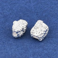 真鍮ビーズ  テクスチャ  ナゲット  銀  7x5x4.5mm  穴：1.4mm&nbsp;KK-H264-01S