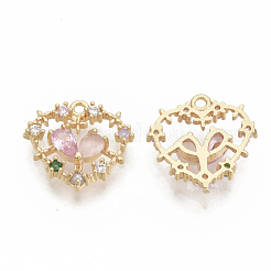 Brass Cubic Zirconia Pendants&nbsp;KK-T050-03G-02-NF