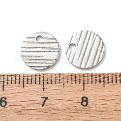 304ステンレスペンダント  ブラッシュ仕上げのフラットラウンドチャーム  ステンレス鋼色  10x1mm  穴：1.6mm&nbsp;STAS-A141-02P