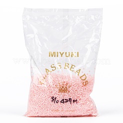 MIYUKIラウンドロカイユビーズ  日本製シードビーズ  （rr427)不透明な淡いピンクの光沢  8/0  3mm  穴：1mm  約19000~20500個/ポンド&nbsp;SEED-G008-RR0427