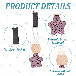 6Pcs 6 Colors Star Wood & Lava Rock Felt Car Air Vent Clips&nbsp;HJEW-DR00042