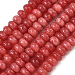 染め加工天然石ホワイトジェイドビーズ連売り  滑らかなロンデル  ファイヤーブリック  8~9x5~5.5mm  穴：1.4mm  約69~74個/連  14.57~15.16''（37~38.5センチメートル）&nbsp;GG-CBA9281-A18-5x8mm