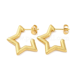 女性用304ステンレススチールスタッドピアス  イオンプレーティング（ip）  18KGP本金メッキ  スター  23.5x19.5x3mm&nbsp;EJEW-L296-032G-01