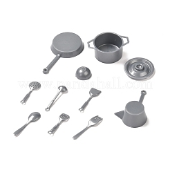 10個のDIYプラスチック製ミニチュア台所用品セット  子供用キッチン食器玩具  グレー  14~55x7~37x3~17mm  穴：1~2mm  10個/セット&nbsp;AJEW-K030-02A