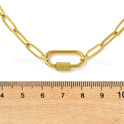 4MM 304 Stainless Steel Paperclip Chain Necklaces with Screw Carabiner Lock Charms for Women&nbsp;NJEW-JN06229
